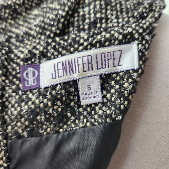 Jennifer Lopez Small Puff Sleeve Metallic Tweed Belted Ultra Super Mini Dress - Picture 4 of 8